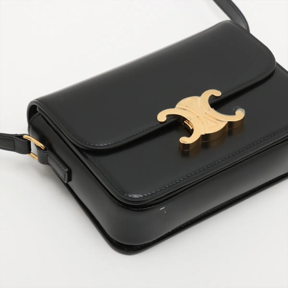 Sold out ❌Celine Triomphe Teen Leather Shoulder Bag – Black - Picture 4 of 9